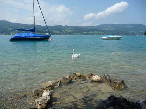 Wunderschöner Attersee mit glasklarem Wasser